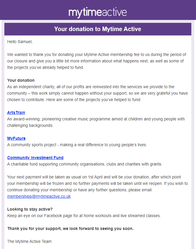 donation update